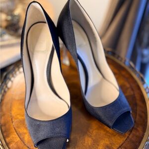 Dior Navy Blue Peep-Toe Heels